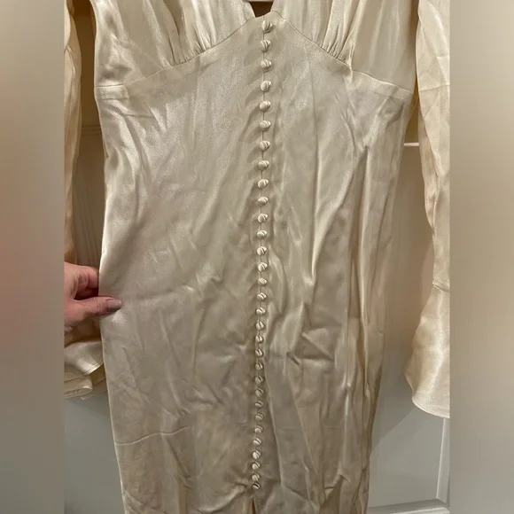 NWT Shona Joy La Lune Frill Cuff Bias Midi Dress in Cream size 8 - Picture 8 of 11